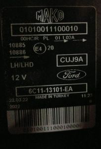 FORD TRANSIT SOL FAR 06-12 ORIJINAL SIFIR 6C1113101EA