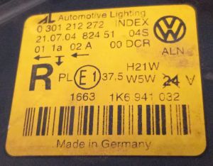 VOLKSWAGEN GOLF 5 XENON SAG FAR 03-09 ORIJINAL CIKMA 1K6941032 0301212272