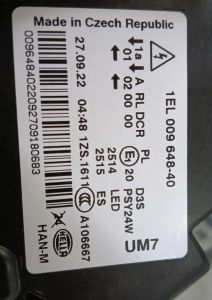 AUDI A3 MAKYAJLI XENON LED SAG FAR 08-14 ORIJINAL CIKMA 1EL009648-10 1EL009648-40