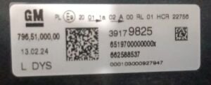 OPEL ASTRA K MAKYAJLI FULL LED SOL FAR 16-22 ORIJINAL SIFIR 39179825
