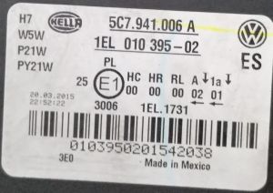 VOLKSWAGEN JETTA SAG FAR 10-14 ORIJINAL CIKMA 1EL010395021
