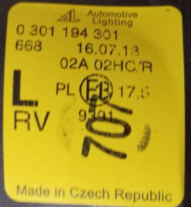 VOLKSWAGEN LUPO SOL FAR 98-05 ORIJINAL SIFIR 301194301
