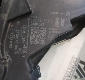 AUDI A3 Z MATRIX MAKYAJLI FULL LED SAG FAR 14-20 ORIJINAL CIKMA 90104563 8V0941034C