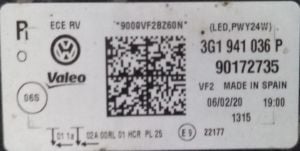 VOLKSWAGEN PASSAT B8.5 FULL LED SAG FAR 19-23 ORIJINAL CIKMA 3G1941036P 90172735