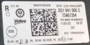 VOLKSWAGEN POLO 6 FULL LED SAG FAR 21-23 ORIJINAL CIKMA 2G1941006C 73467394