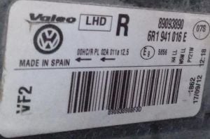 VOLKSWAGEN POLO 5 TRENDLINE SAG FAR 09-14 ORIJINAL CIKMA 89093890 6R1941016E