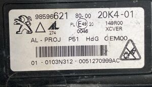 PEUGEOT 308, 308 GT, 408 MATRIX LED SOL FAR  21-26 ORIJINAL CIKMA 9859662180