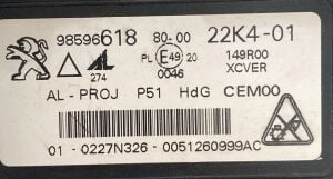 PEUGEOT 308, 308 GT, 408 MATRIX LED SAG FAR  21-26 ORIJINAL CIKMA 9859661880