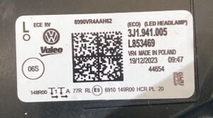 VOLKSWAGEN PASSAT B9 FULL LED SOL FAR 23-25 ORIJINAL SIFIR 3J1941005