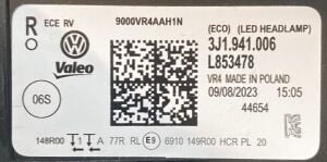 VOLKSWAGEN PASSAT B9 FULL LED SAG FAR 23-25 ORIJINAL SIFIR 3J1941006