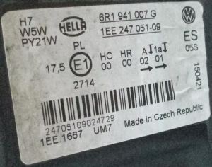 VOLKSWAGEN POLO 5 COMFORTLINE SOL FAR 09-14 ORIJINAL CIKMA 6R1941007E 1EE247051-01 1EE247051-09