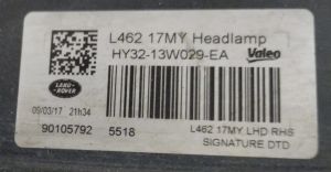 LAND ROVER DISCOVERY V L462 FULL LED SAG FAR 17-21 ORIJINAL CIKMA HY3213W029EA