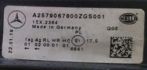 MERCEDES CLS CLASS FULL LED SOL FAR 18-21 ORIJINAL CIKMA A2579067800,