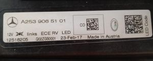 MERCEDES GLC CLASS W253 FULL LED SOL FAR 15-19 ORIJINAL CIKMA A2539065101