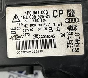 AUDI A6 C6 XENON LED SOL FAR 08-11 ORIJINAL CIKMA 4F0941003 1EL009925-21