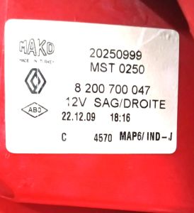 RENAULT CLIO 2 SYMBOL THALIA SAG STOP 09-12 ORIJINAL CIKMA 8200700047