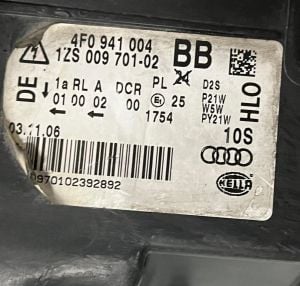 AUDI A6 C6 AFL/AFS CIFT BEYINLI XENON SAG FAR 08-11 ORIJINAL CIKMA 4F0941004 1ZS009701-02