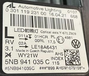 VOLKSWAGEN TIGUAN FULL LED SOL FAR 16-20 ORIJINAL ÇIKMA 030111923100 5NB941035C LE18A6431