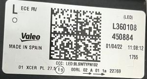 VOLKSWAGEN TRANSPORTER T7 MULTIVAN LED SOL FAR 20-25 ORIJINAL SIFIR L360108 450884