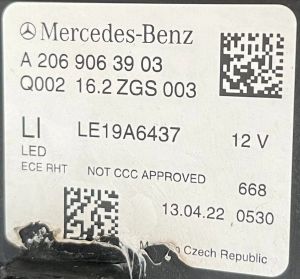 MERCEDES C CLASS W206 LED SOL FAR 21-23 ORIJINAL CIKMA A2069063903