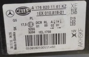MERCEDES A CLASS W176 XENON SOL FAR 12-18 ORIJINAL CIKMA A1768201161
