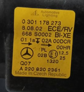 MERCEDES S CLASS W220 XENON SOL FAR 98-05 ORIJINAL CIKMA A2208202361