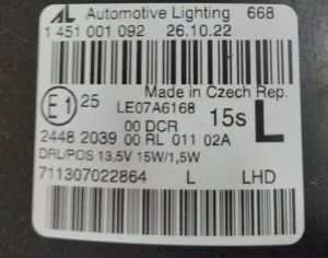 AUDI TT XENON LED SOL FAR 07-14 ORIJINAL SIFIR 711307022864