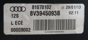 AUDI A3 HB LED SOL IC STOP 13-16 ORIJINAL CIKMA 8V3945093B