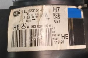MERCEDES ML CLASS W163 XENON SOL FAR 00-05 ORIJINAL CIKMA A1638204561 A1638200749