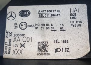 MERCEDES VITO VIANO W447 SOL FAR 14-23 ORIJINAL CIKMA A4479067700
