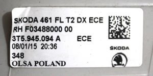 SKODA SUPERB LED SAG IC STOP 08-13 ORIJINAL CIKMA 3T5945094A