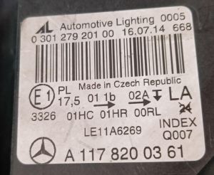 MERCEDES CLA CLASS W117 SOL FAR 13-19 ORIJINAL CIKMA A1178200361
