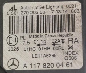 MERCEDES CLA CLASS W117 SAG FAR 13-19 ORIJINAL CIKMA A1178200461