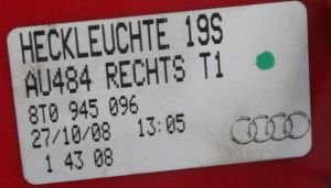 AUDI A5 COUPE SOL DIS STOP 08-12 ORIJINAL CIKMA 8T0945095