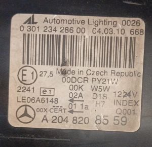 MERCEDES C CLASS W204 FUME AFL SAG FAR 07-14 ORIJINAL CIKMA A2048208559