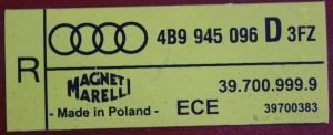 AUDI A6 C5 SW FUME SAG STOP 97-04 ORIJINAL CIKMA 4B9945096D