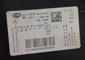 MERCEDES E CLASS W212 FULL LED SOL FAR 13-17 ORIJINAL CIKMA A2129063103