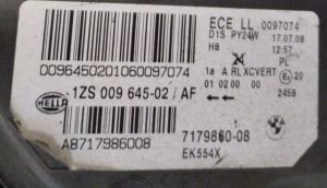 BMW X6 E71 E72 XENON SAG FAR 07-15 ORIJINAL CIKMA 1ZS009645-02 7179860-08
