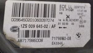 BMW X6 E71 E72 XENON SAG FAR 07-15 ORIJINAL CIKMA 1ZS009645-02 7179860-08