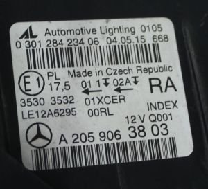 MERCEDES C CLASS W205 XENON SAG FAR 14-21 ORIJINAL CIKMA A2059062604 A2059063803