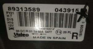 BMW 1 SERISI E87 XENON ADAPTIVE SAG FAR 08-11 ORIJINAL CIKMA 89313589  043915  63116952608