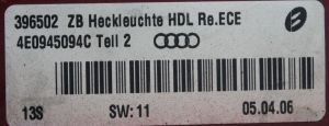 AUDI A8 SAG IC STOP 02-05 ORIJINAL CIKMA 4E0945094C