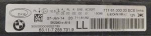 BMW 6 SERISI F12 F13 LED SOL FAR 10-18 ORIJINAL CIKMA 631172557319