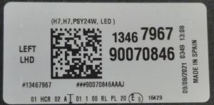 OPEL CROSSLAND X SOL FAR 17-22 ORIJINAL CIKMA 13467967