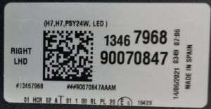 OPEL CROSSLAND X SAG FAR 17-22 ORIJINAL CIKMA 13467968