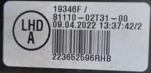 TOYOTA COROLLA E210 SAG FAR 18-24 ORIJINAL CIKMA 8111002T3100