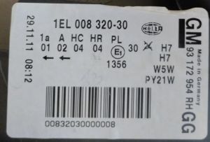 OPEL VECTRA C BLACKLINE SAG FAR 02-05 ORIJINAL SIFIR 1EL008320141