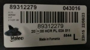 OPEL VECTRA C SOL FAR 02-08 ORIJINAL SIFIR 043016 89312279