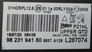 PEUGEOT 208 II FULL LED SOL FAR 20-24 ORIJINAL CIKMA 9823194180