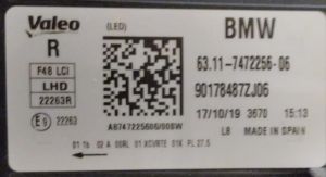 BMW X1 F48 LCI CİFT MERCEK FULL LED SAG FAR 14-19 ORIJINAL CIKMA 7472256-06